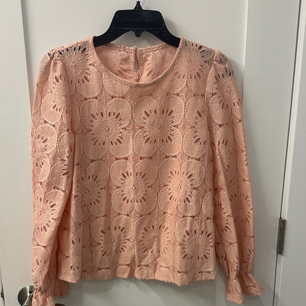 Cupshe Peach Floral Lace Blouse